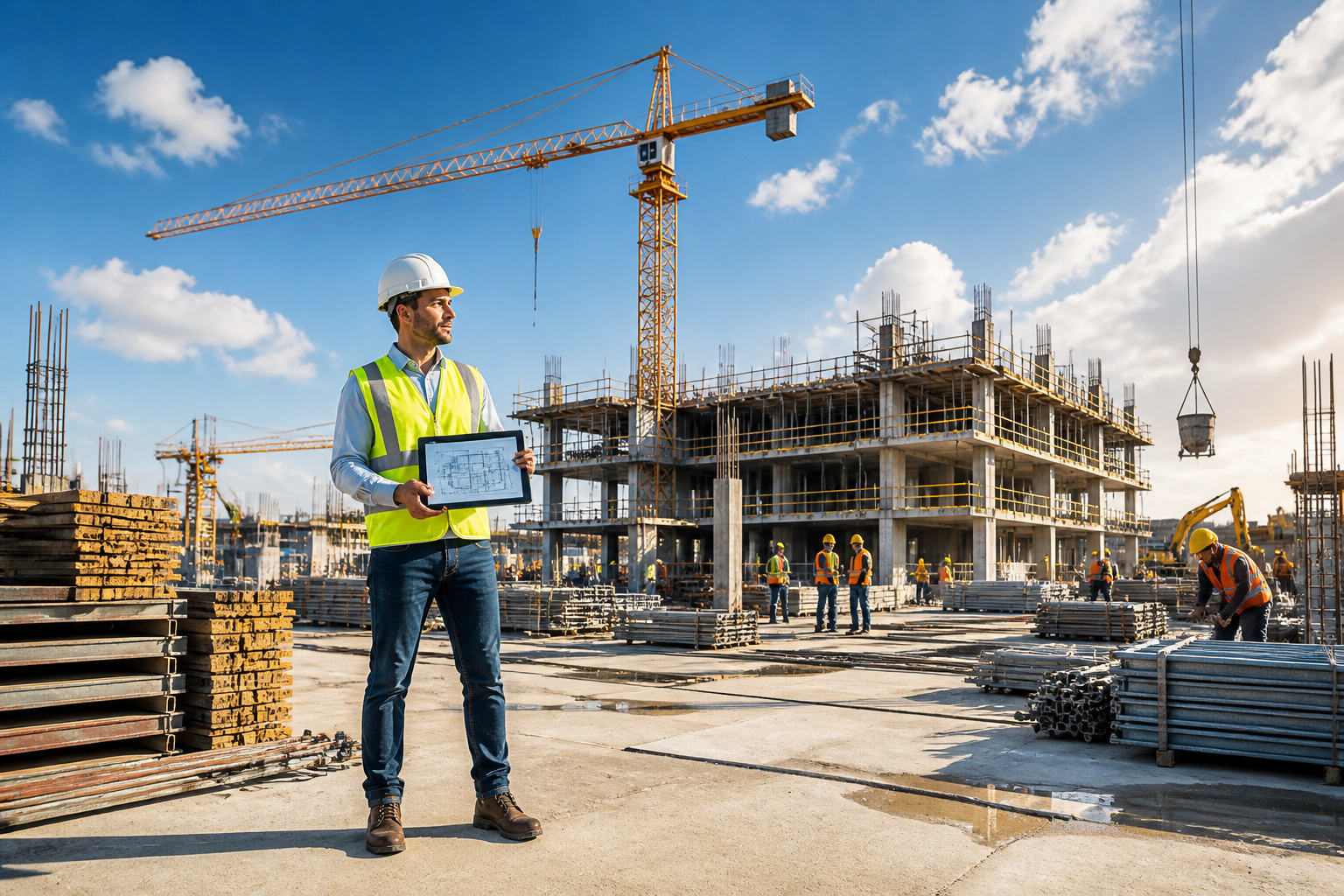 Chef de chantier supervisant un projet btp